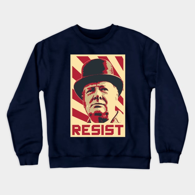 Winston Churchill Resist Retro Propaganda Crewneck Sweatshirt by Nerd_art